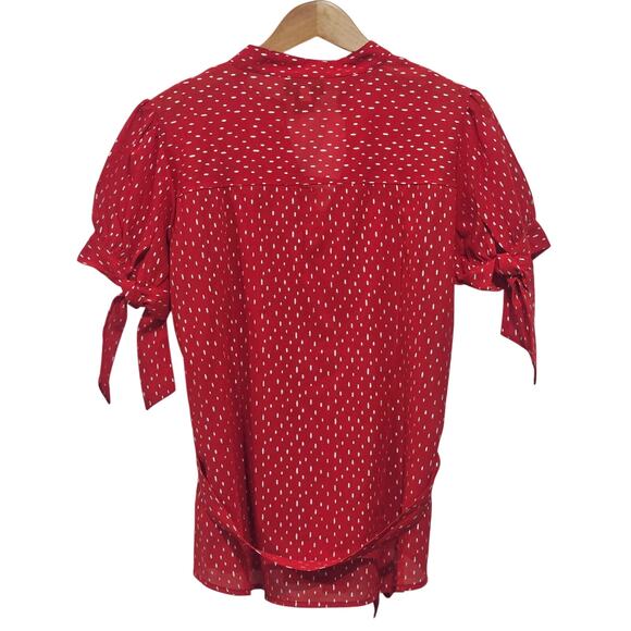 Check Me First Layered Red with Silver Polka-Dot Tie Sleeves and Belt Large NWOT - Picture 4 of 7